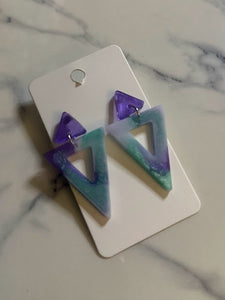 Triangle Posts - purple/green marble