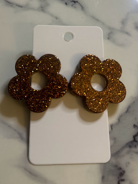 Flower Studs - Brown Sparkle